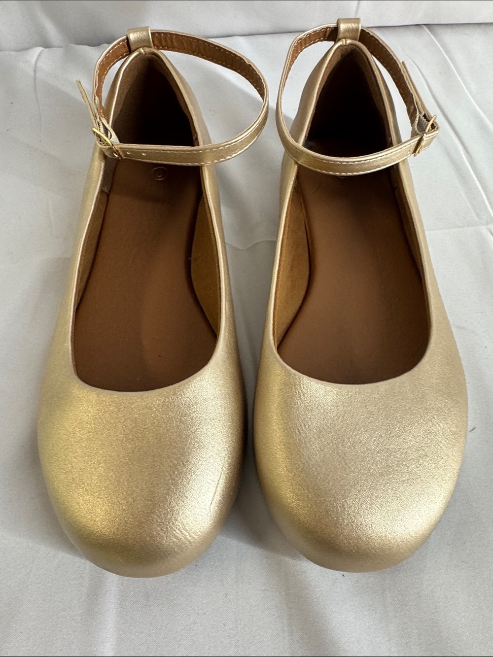 Kids Gold Dress Mary Jane Shoes with Ankle Strap